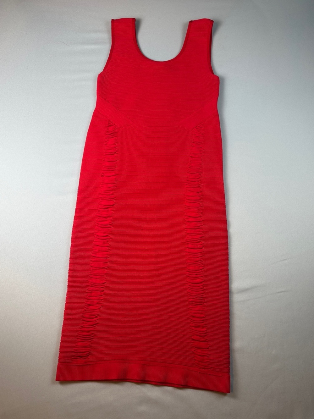Aura Red Sleeveless Pencil Dress Knit Bodycon Size Large Fitted